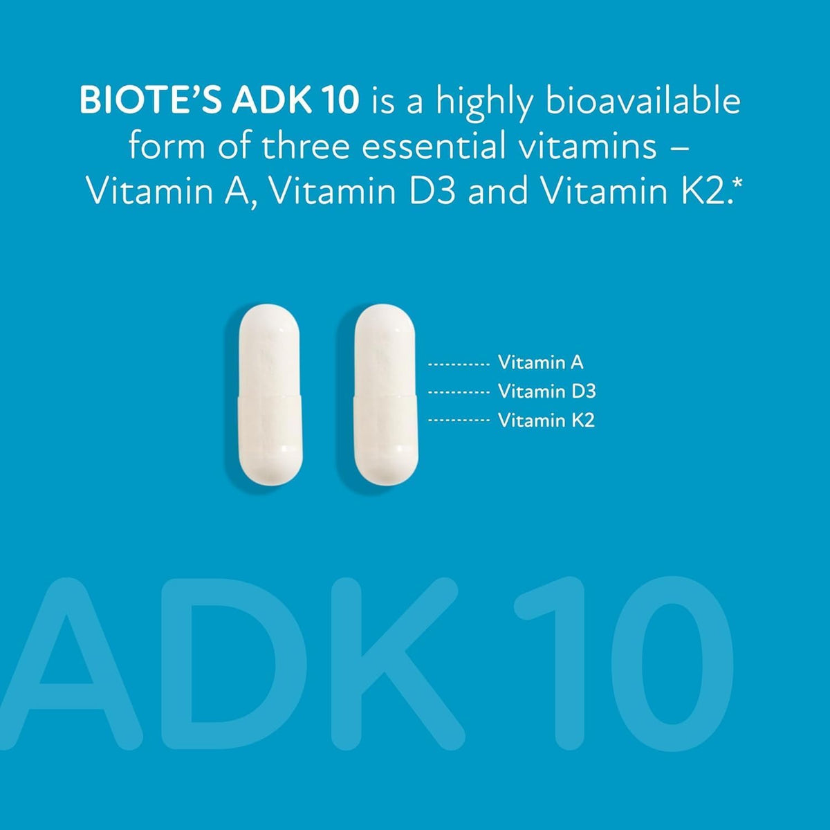 Biote Nutraceuticals ADK 10 | Immunity & Cardiovascular Support|90 Capsules